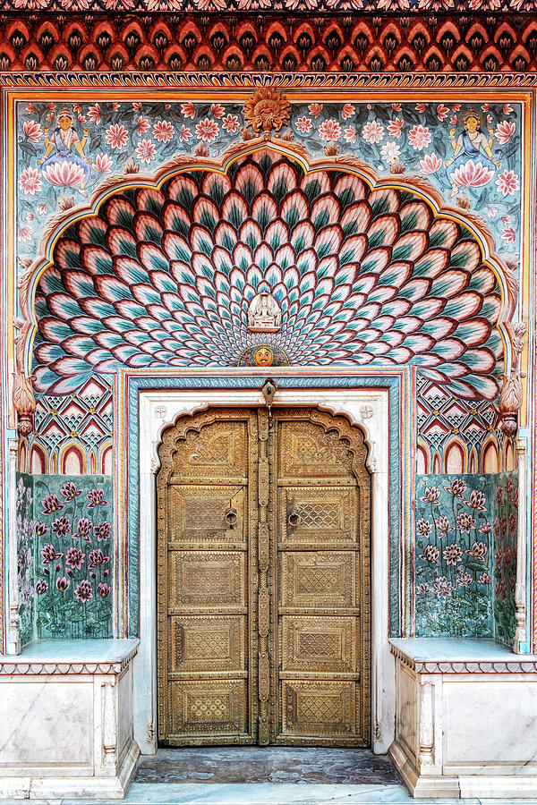 Rose gate door in City Palace of Jaipur, Rajasthan, India  Photograph by Marek Poplawski
