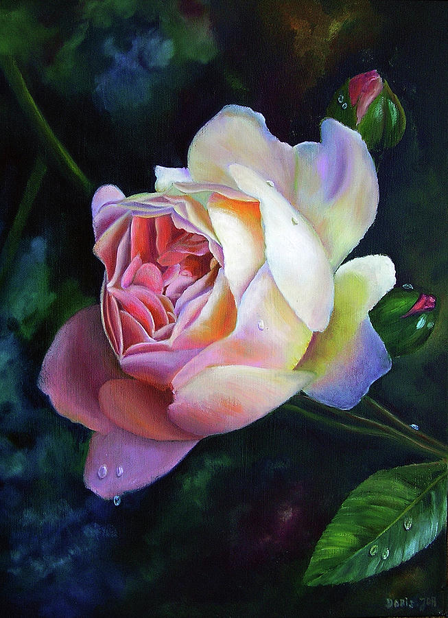 Flower Painting - Rose Ghislaine De Feligonde by Doris Joa