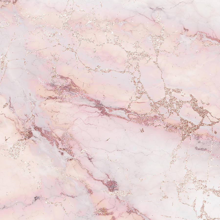 Rose Gold Pink Marble Glitter Digital Art by Printable Pretty
