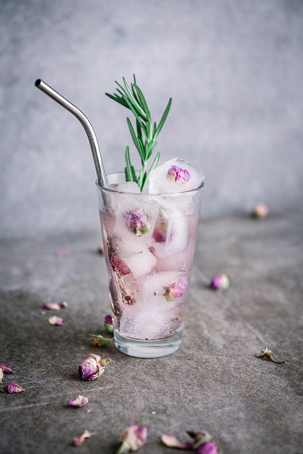 Rose Lemonade With Iced Roses Photograph by Justina Ramanauskiene