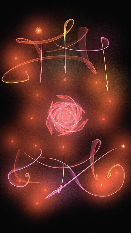 Rose Line, Divine Mother Heart Flame of Love Digital Art by Kelley Springer