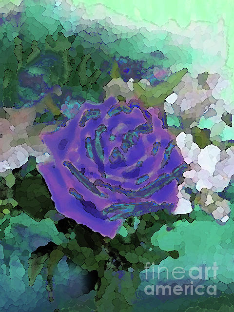 Rose of Purple and Green Mixed Media by Corinne Carroll