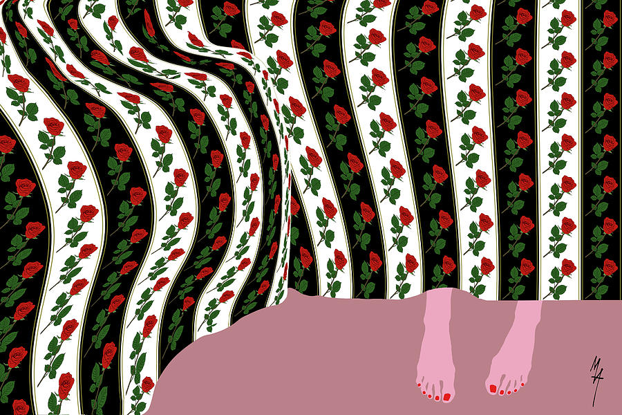 Female Legs Digital Art - Rose Patterned Blanket by Attila Meszlenyi