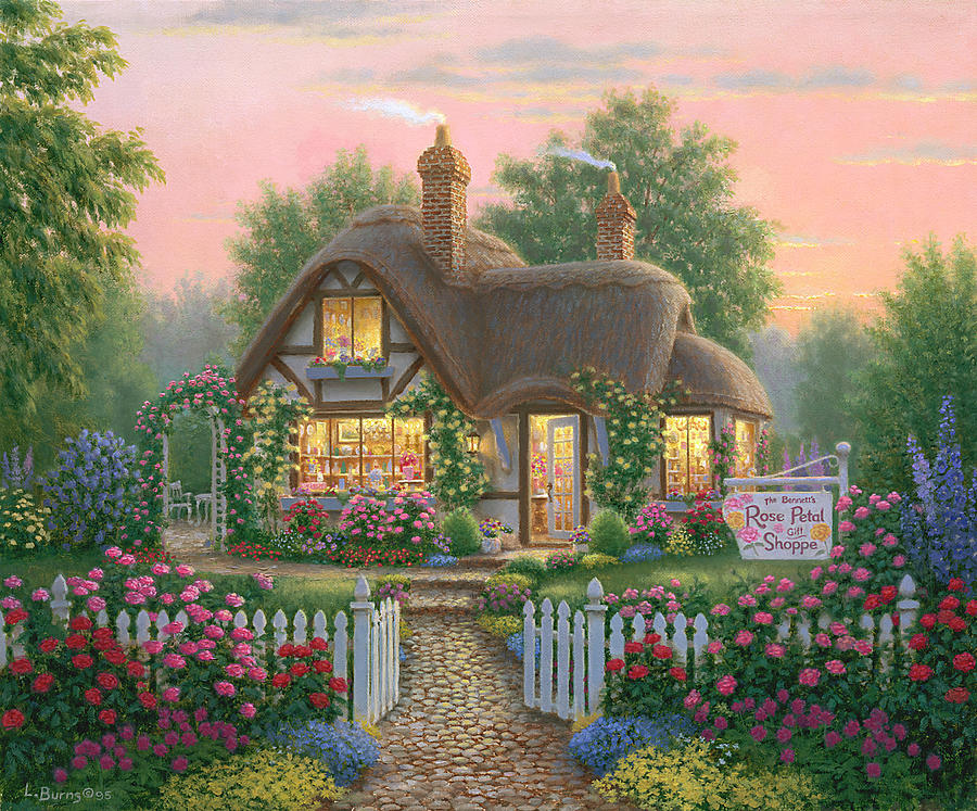 Country Painting - Rose Petal Gift Shoppe by Richard Burns