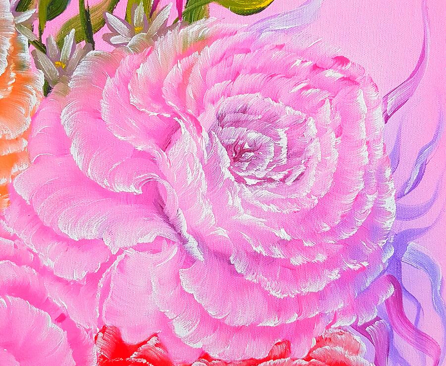 Rose romance pretty pink roses glow  Painting by Angela Whitehouse