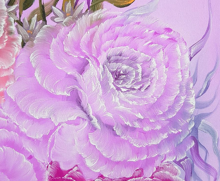 Flower Painting - Rose romance pink lilac by Angela Whitehouse