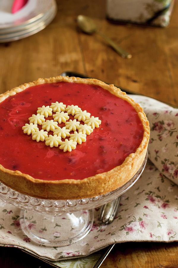 Rose Tart On A Cake Stand Photograph by Alice Del Re
