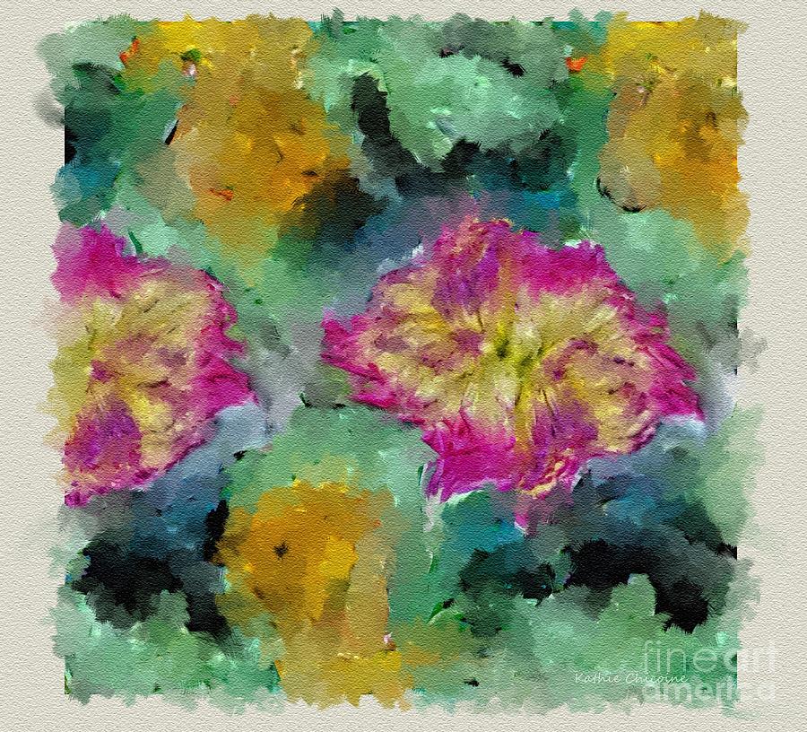 Rose-tipped Dahlias Digital Art by Kathie Chicoine