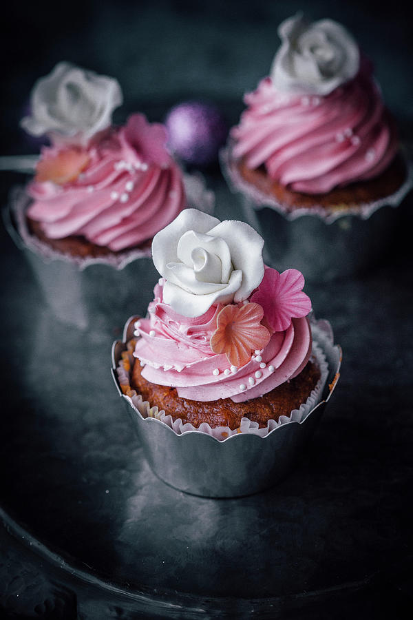 Rose Water Cupcakes Photograph by Ghosh