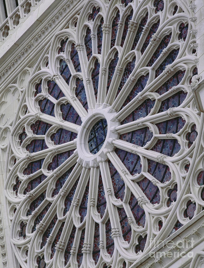 Rose window from the west facade of Poitiers Cathedral Photograph by French School