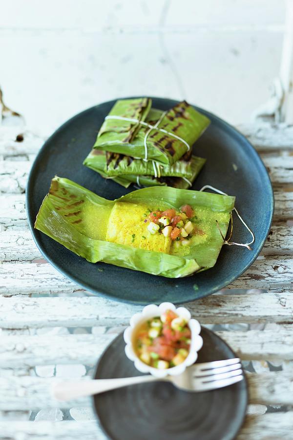 Rosefish In A Banana Leaf With A Caribbean Salsa Photograph by Jalag / Wolfgang Schardt