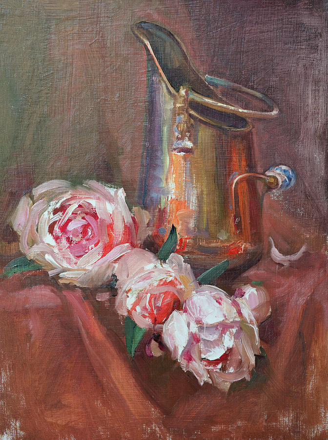 Flower Painting - Roses & Copper Jug by Svetlana Orinko