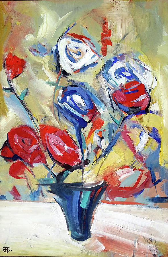 Roses and Bluez Painting by John Gholson