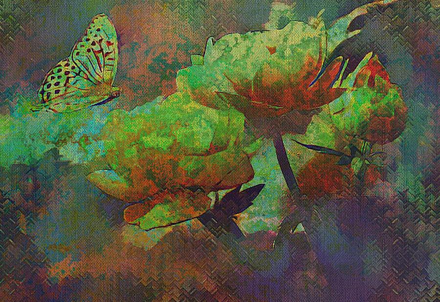 Roses and Butterfly in Abstract Colours by Clive Littin Roses and Butterfly in Abstract Colours by Clive Littin