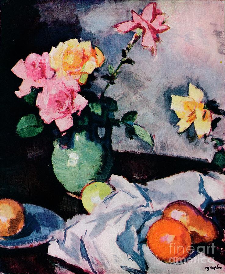Roses And Fruit Drawing by Print Collector