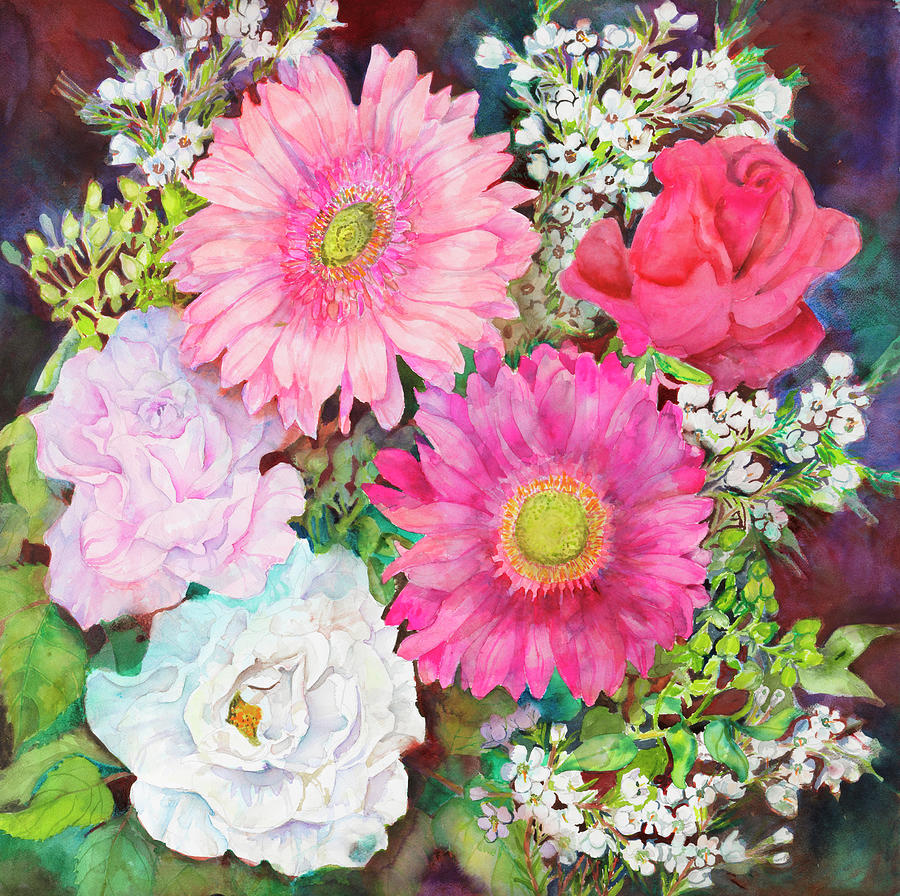 Flower Painting - Roses And Gerbera Daisies by Joanne Porter