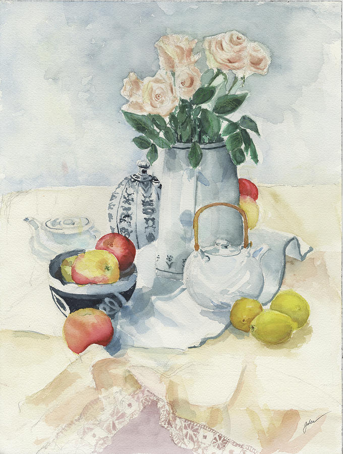 Roses and Lemons Painting by Galen Hazelhofer