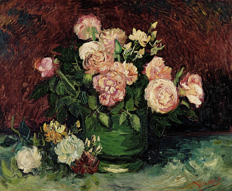 Vincent Van Gogh Painting - Roses and peonies by Vincent Van Gogh