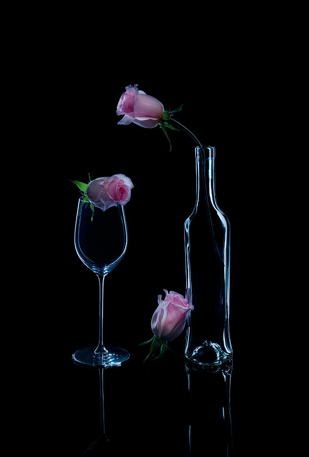 Flower Photograph - Roses And Wine by Lei Deng