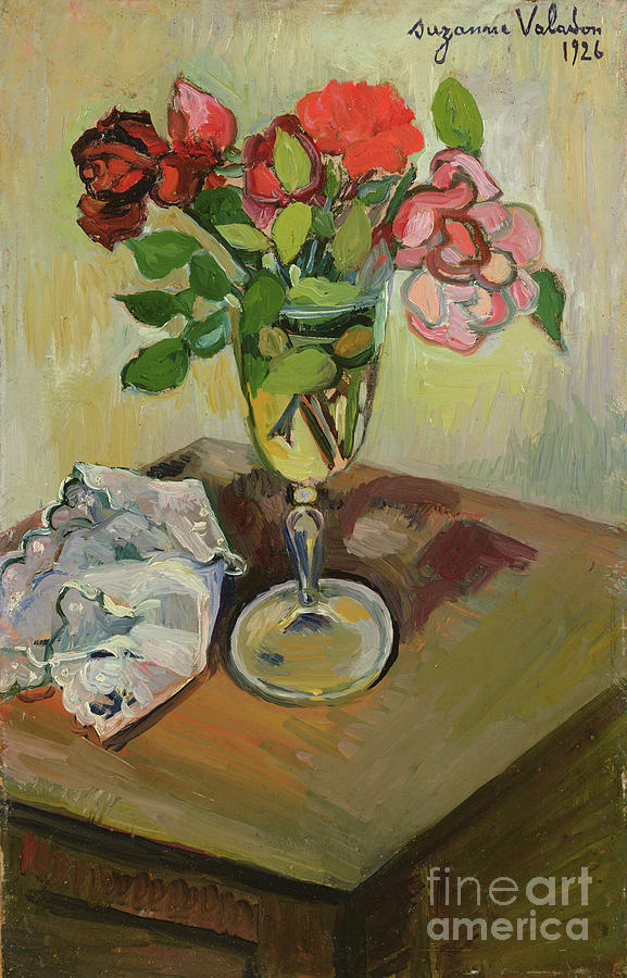 Roses In A Glass, 1926 Painting by Marie Clementine Valadon