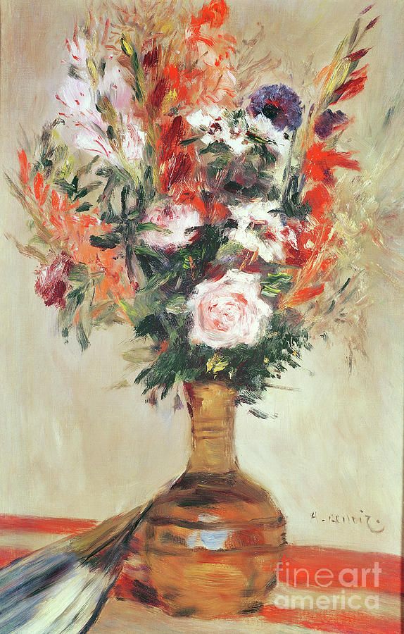 Roses In A Vase, 1872 Painting by Pierre Auguste Renoir