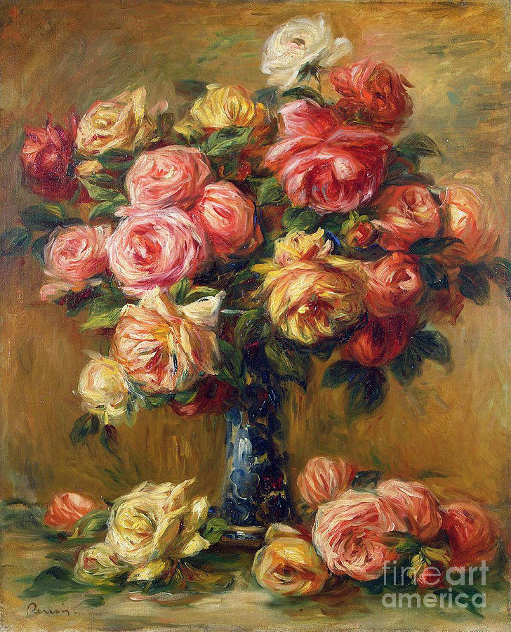 Roses In A Vase, C1910. Artist Drawing by Heritage Images