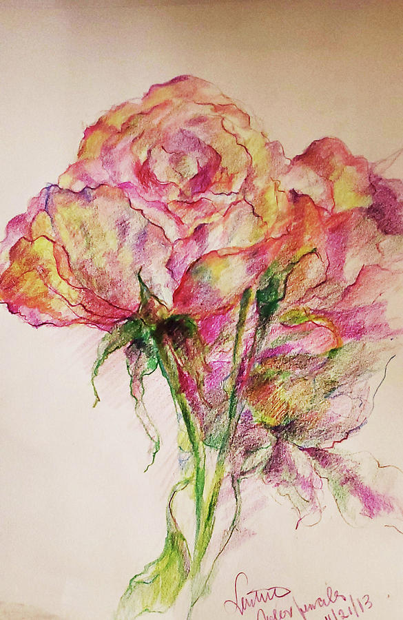 Roses in Memory of Someone in Prisma Colored Pencil Drawing by Sulastri  Linville - Pixels