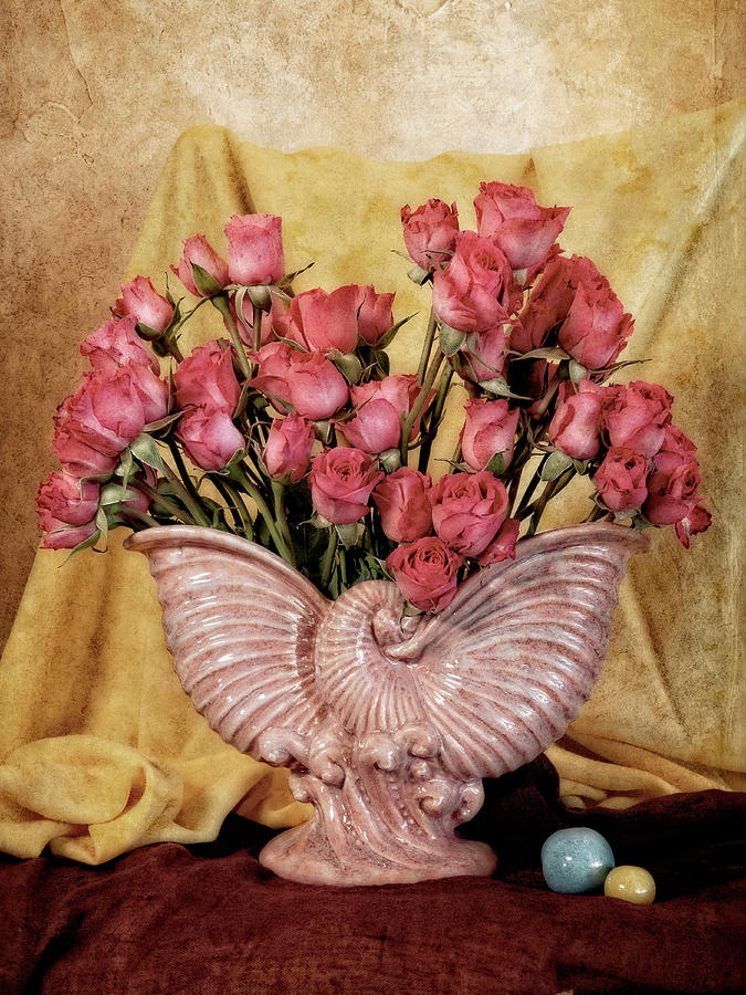 Roses in Pink Vintage Vase Photograph by Sandra Selle Rodriguez
