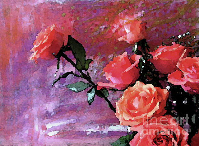 Roses of Orange and Pink Mixed Media by Corinne Carroll