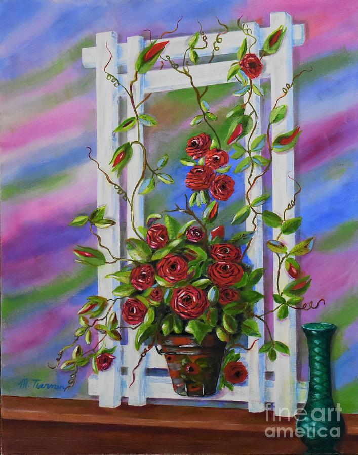 Roses on a trellis  Painting by Melvin Turner