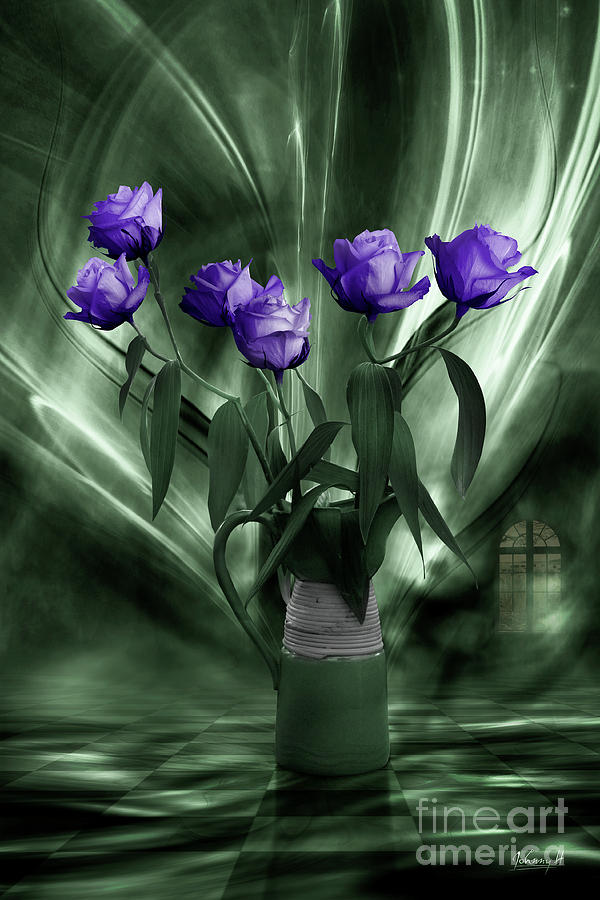 Roses with lilies Digital Art by Johnny Hildingsson