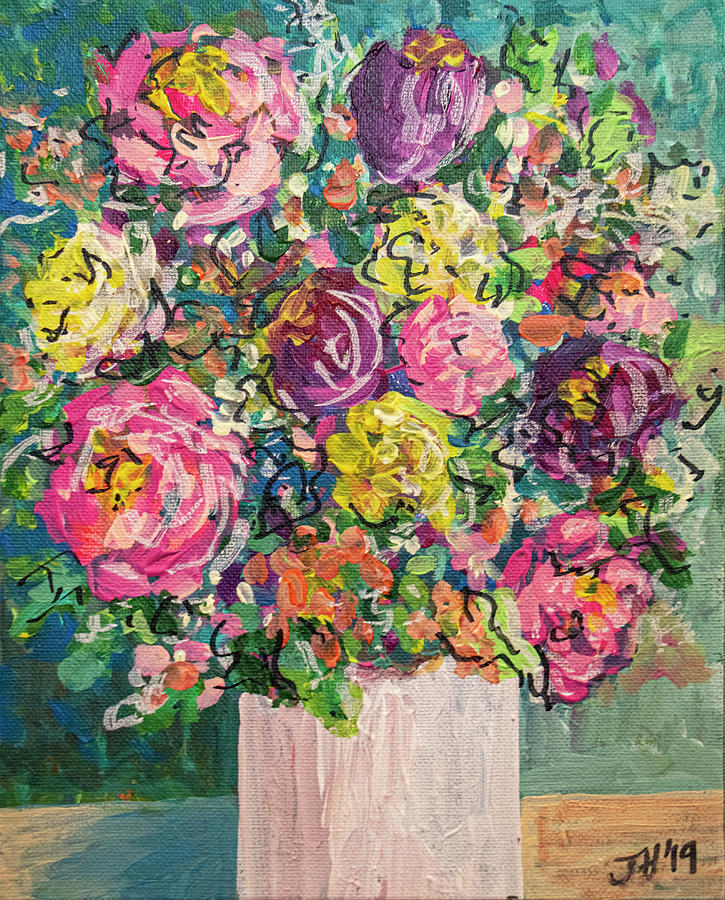 Rosie Day Bouquet Painting by Jean Haynes