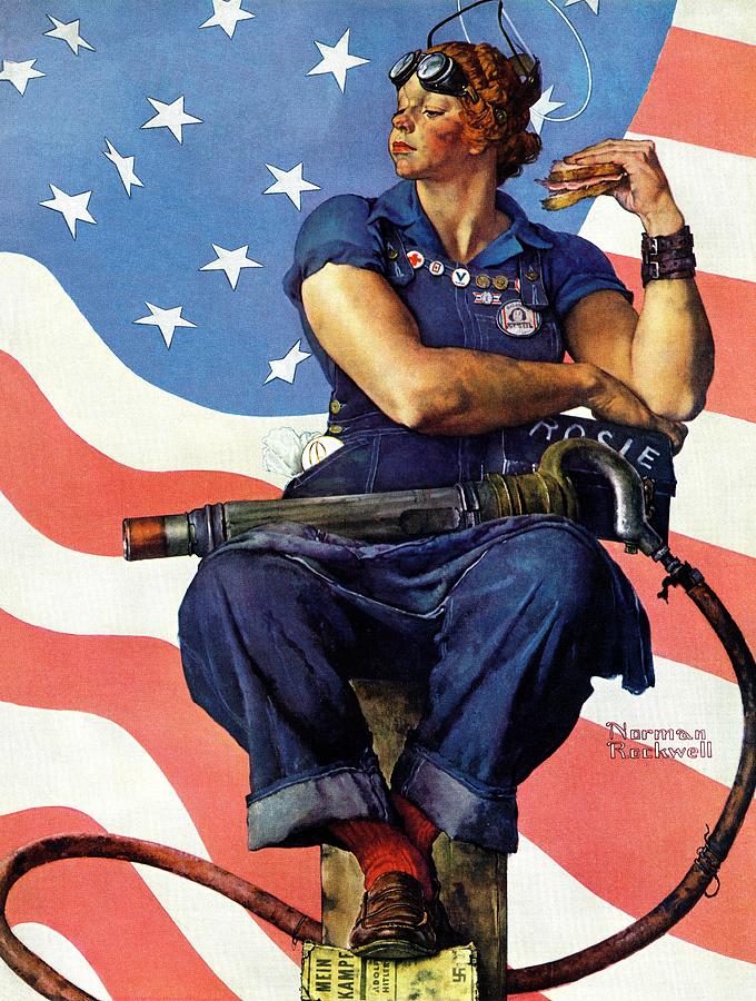 Factory Drawing - Rosie The Riveter by Norman Rockwell