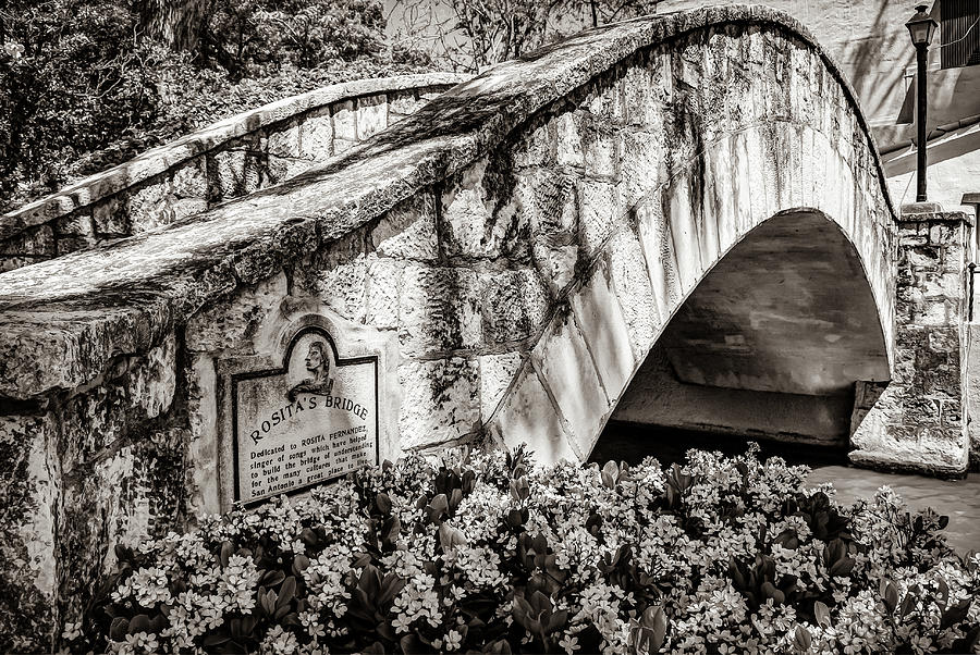 Rositas Bridge - San Antonio Texas Riverwalk - Classic Sepia Photograph