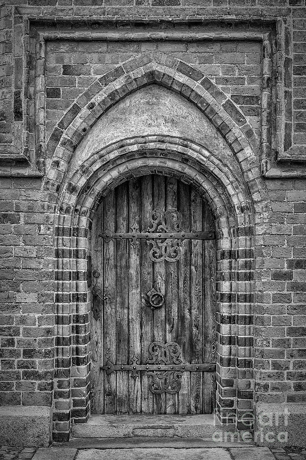 Roskilde Cathedral Door Monochromatic Photograph by Antony McAulay