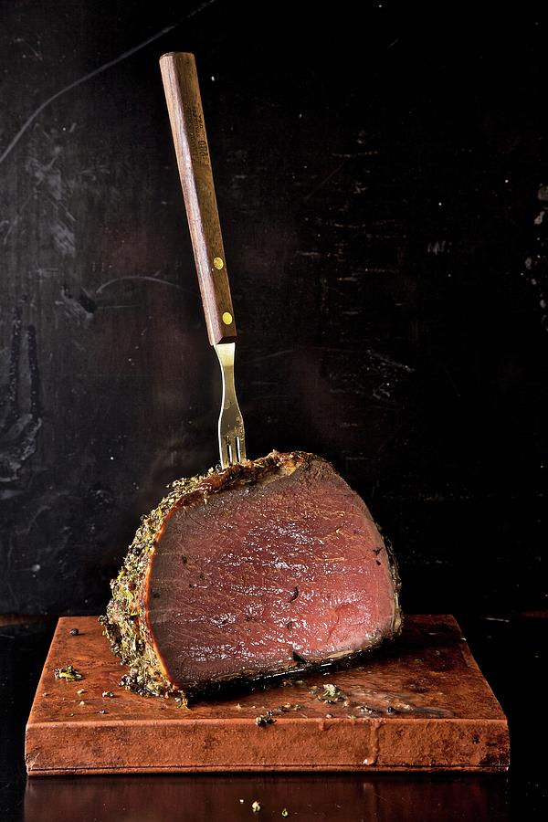 Rosted Beef With A Serving Fork Photograph by Andre Baranowski