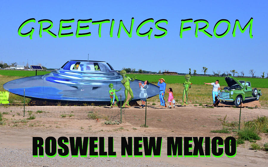 Roswell New Mexico alien custom card work A Mixed Media by David Lee Thompson