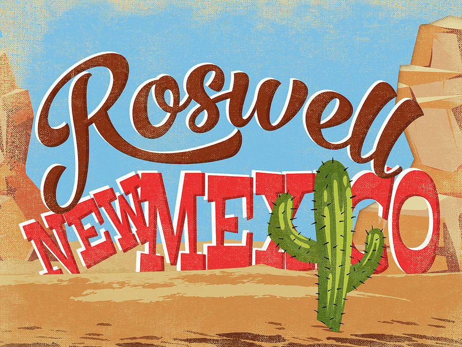 Roswell New Mexico Cartoon Desert Digital Art by Flo Karp - Fine Art ...