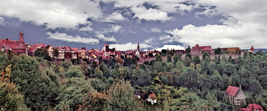 Rothenburg Panorama Digital Art by Dennis Lundell