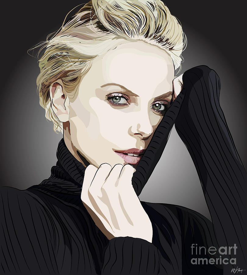 Celebrity Digital Art - Rotoscope Charlize Theron by Rick Albrecht