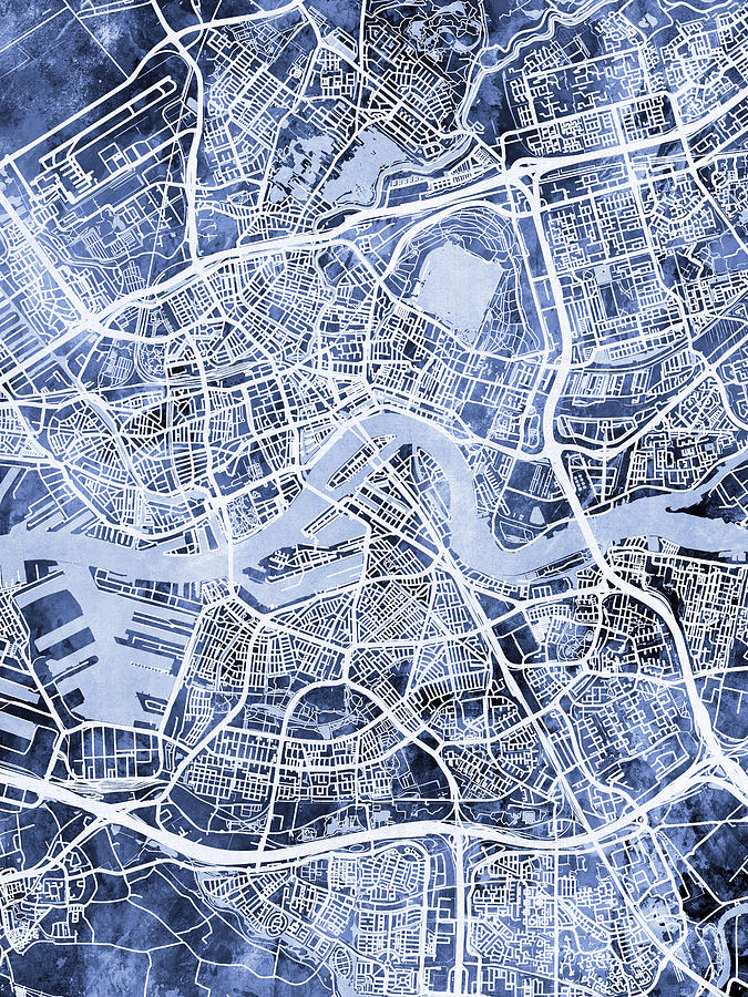 Rotterdam Netherlands City Map Digital Art by Michael Tompsett