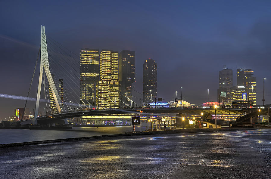 Rotterdam southbank in the blue hour Photograph by Frans Blok