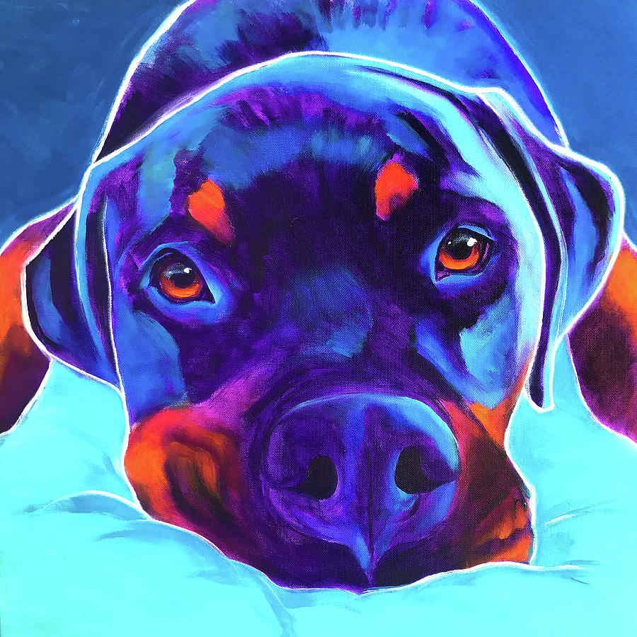 Animal Painting - Rottie - Dexter 2 by Dawgart