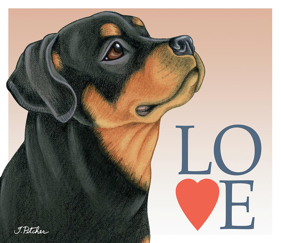 Inspirational Mixed Media - Rottweiler Love by Tomoyo Pitcher