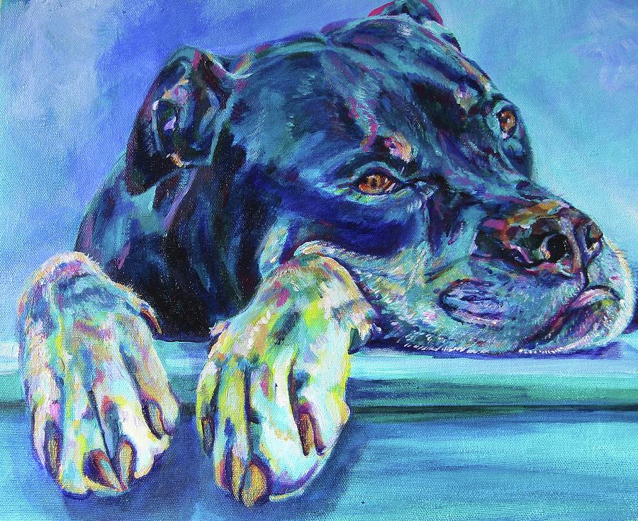 Rottweiler with big paws Painting by Karin McCombe Jones