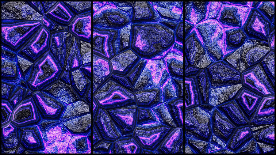 Rough Stone Blue Wall Triptych Digital Art by Don Northup
