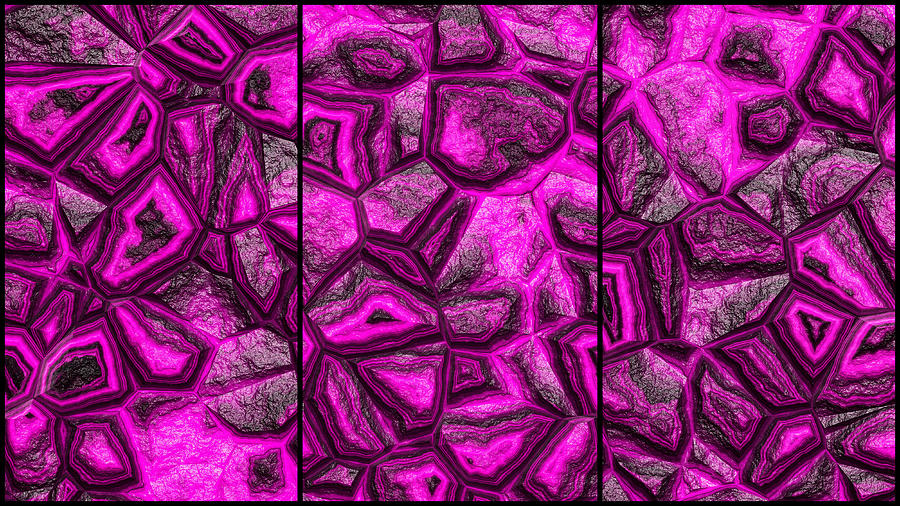 Rough Stone Pink Wall Triptych Digital Art by Don Northup