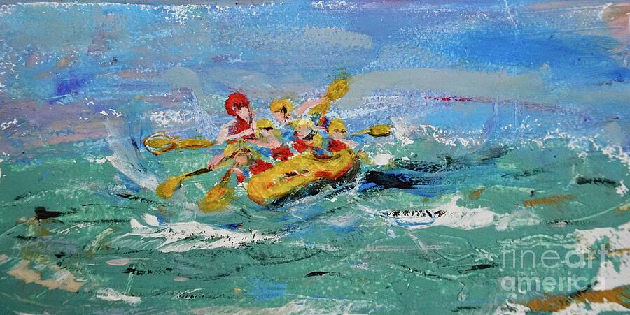 Rough Waters Rafting  Painting by Patty Donoghue