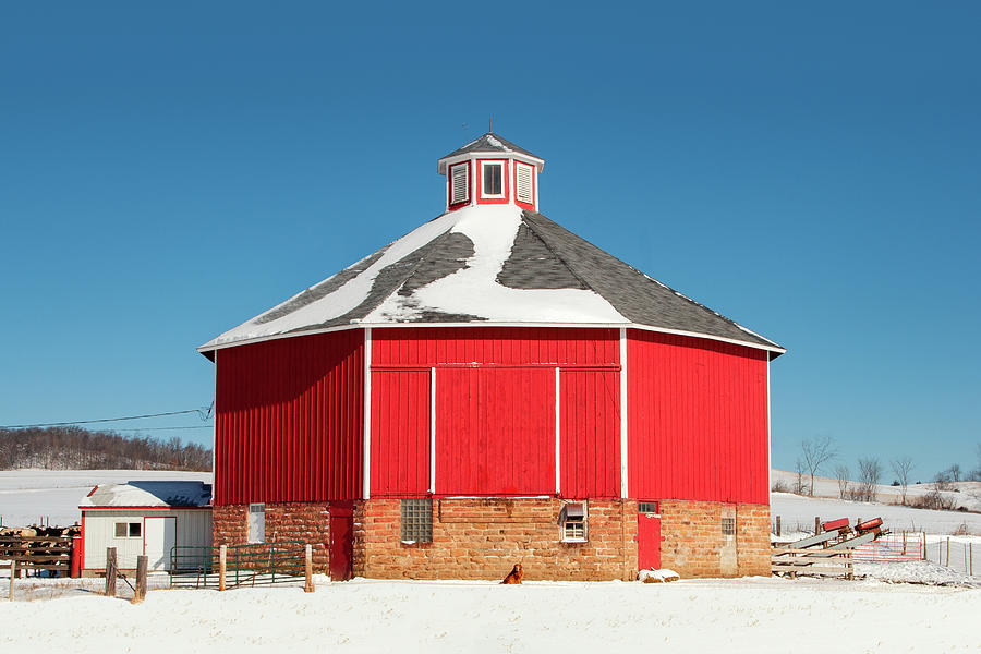 Round Barn on Snow Photograph by Todd Klassy