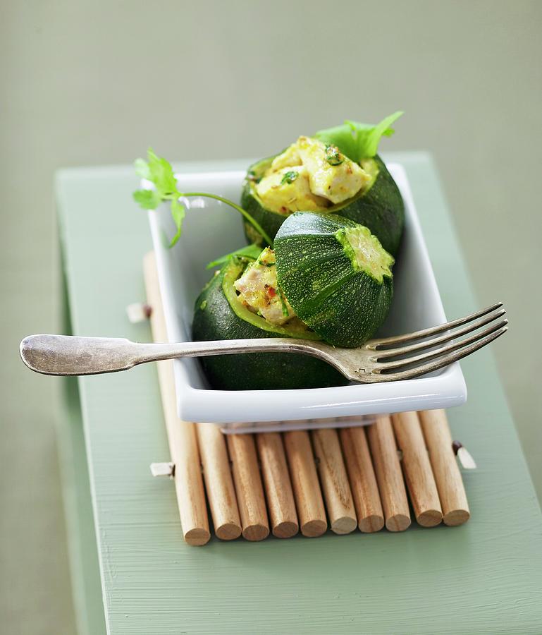 Round Courgettes Stuffed With Curried White Tuna Photograph by Fnot